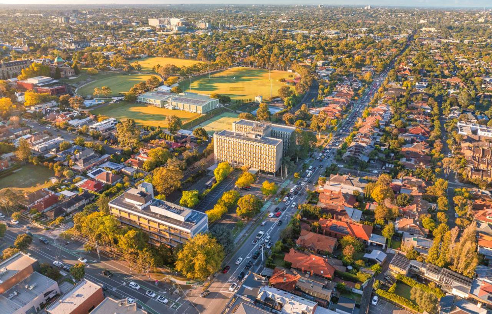 The southern portion of the site, which contains a 1960s-era office building, is expected to be adaptively reused.