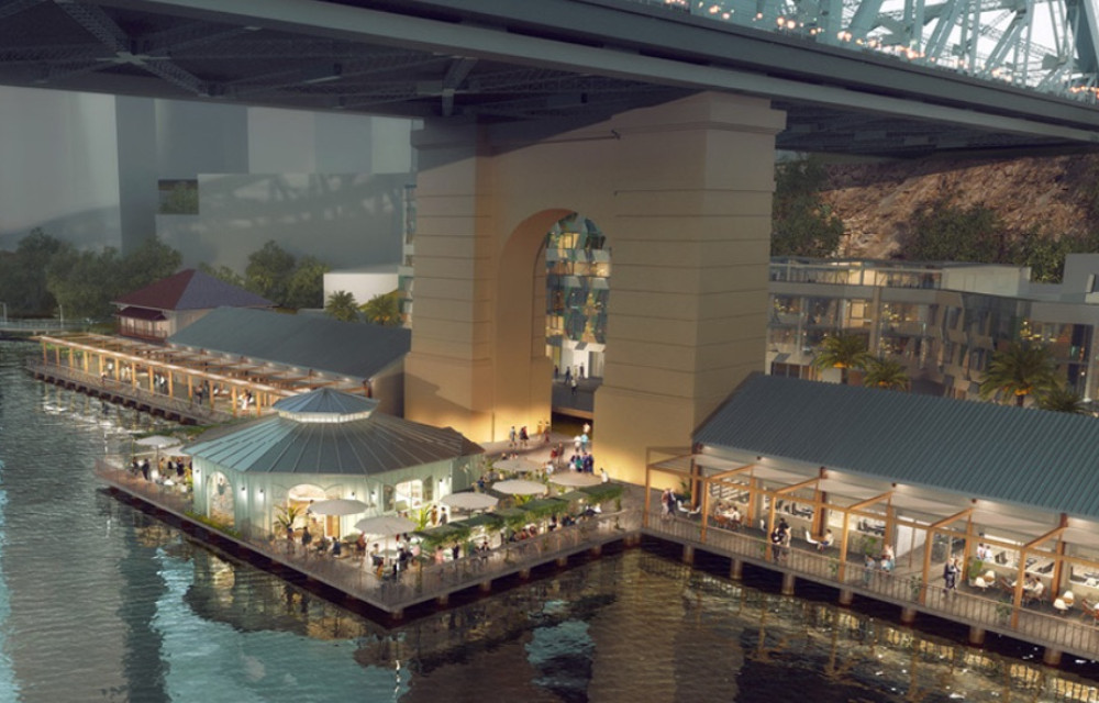 Grand river stair addition, new hotel facade and expanded pathways feature in proposed development amendments for Howard Smith Wharves precinct on Brisbane Riverarticle image
