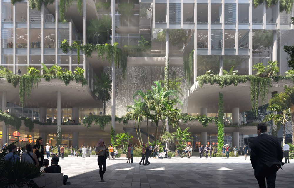Rainforest Tower $750m over-station commercial tower integrated with Cross River Rail and green design features