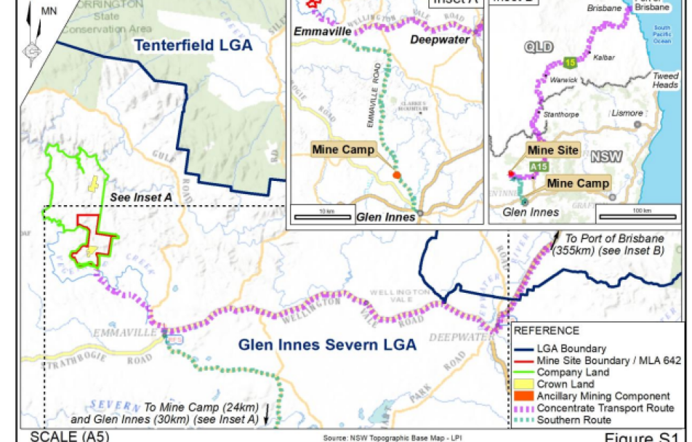 A proposed $214 million tin mining project in NSW’s New England region includes open cut pits, processing facilities, and a new mine camp